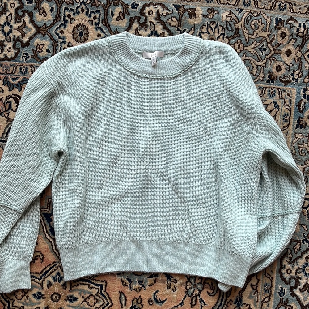Joie cropped seafoam wool/cashmere sweater
